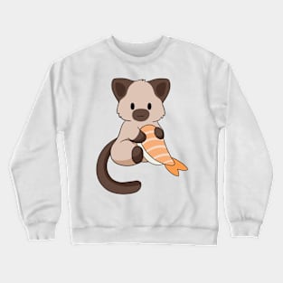 Siamese Cat with Prawn Sushi Crewneck Sweatshirt